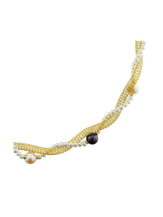 Necklace from White Gold 18k with Pearls