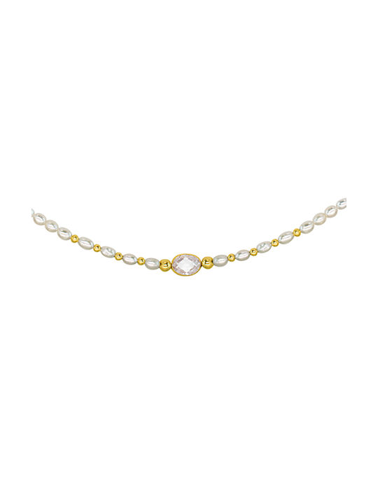 Necklace from White Gold 14K with Pearls