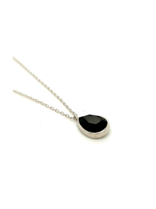 Necklace with design Tear from Silver Black