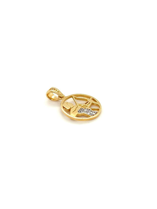 Charm Zodiac Sign from Gold 14K with Zircon