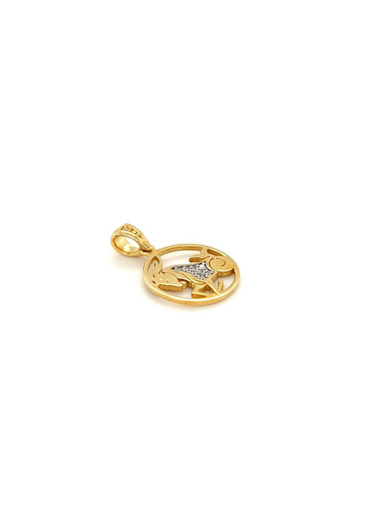 Charm Zodiac Sign from Gold 14K with Zircon