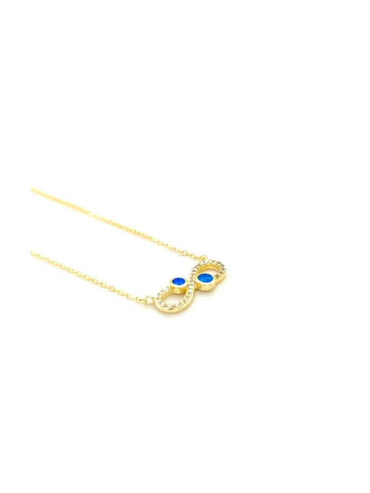 Necklace Infinity from Gold Plated Silver with Zircon