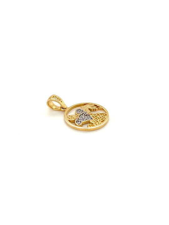 Charm Zodiac Sign from Gold 14K with Zircon