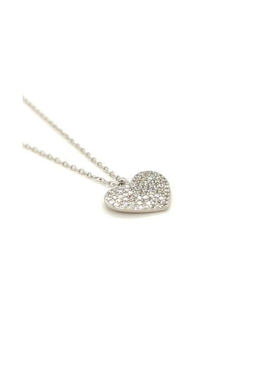 Necklace with design Heart from Silver with Zircon