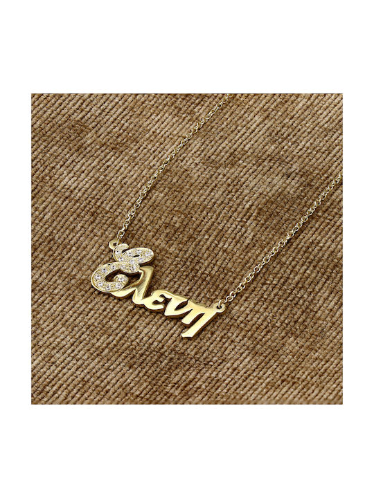 Necklace from Gold 14K with Zircon and Name Option