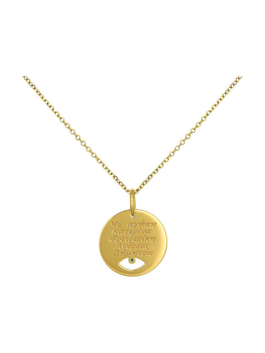 Necklace Eye from Gold 14K with Diamond