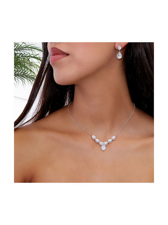 Necklace from White Gold 14K with Zircon