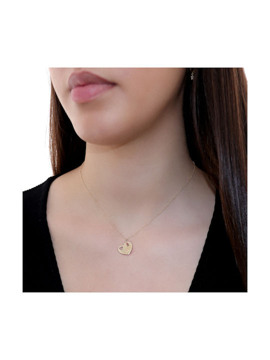 Necklace with design Heart from Gold 14K