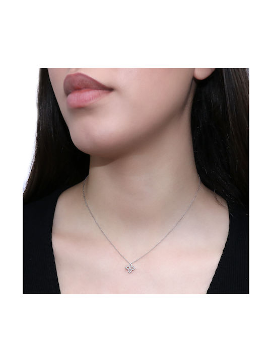 Necklace from White Gold 14K with Zircon