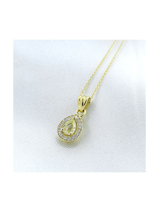 Necklace with design Tear from Gold 18k with Diamond