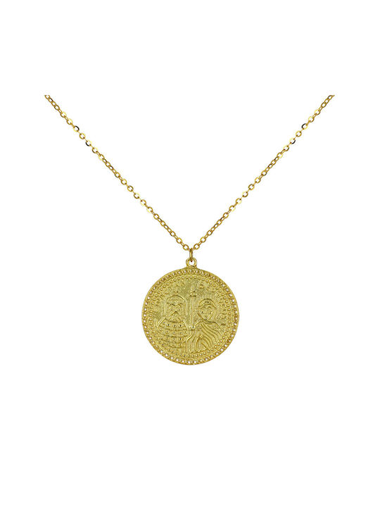 Necklace Constantine Amulet from Gold 9 K with Zircon