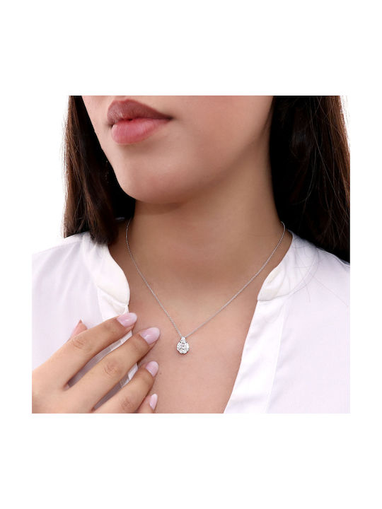 Necklace with design Tear from White Gold 18k with Diamond