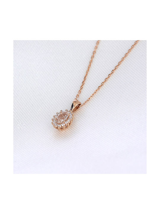 Necklace Rosette Gold Plated with Diamond