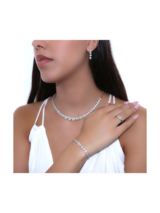 Necklace from White Gold 14K with Zircon