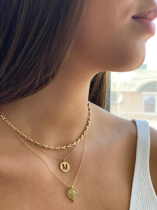 Monogram "Μ" from Gold 14K with Diamond