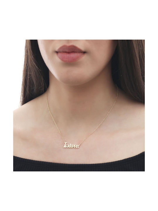 Halskette Name aus Gold 14K mit Diamant