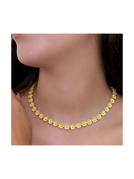 Halskette mit Design Blume aus Gold 18k