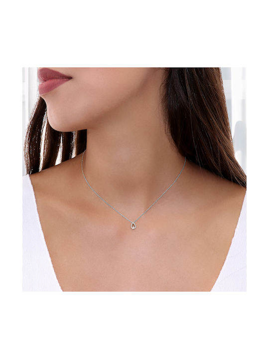 Necklace with design Tear from White Gold 14K with Diamond