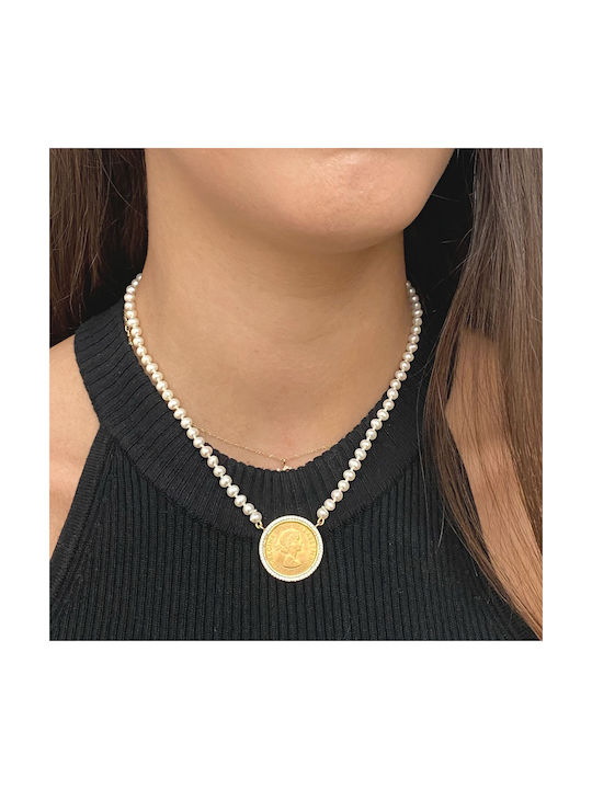 Necklace from Gold 14K with Pearls