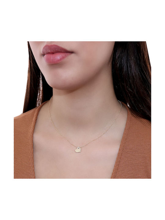 Necklace with design Heart from Gold 18k with Diamond