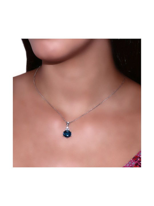 Blue Necklace from White Gold 18k