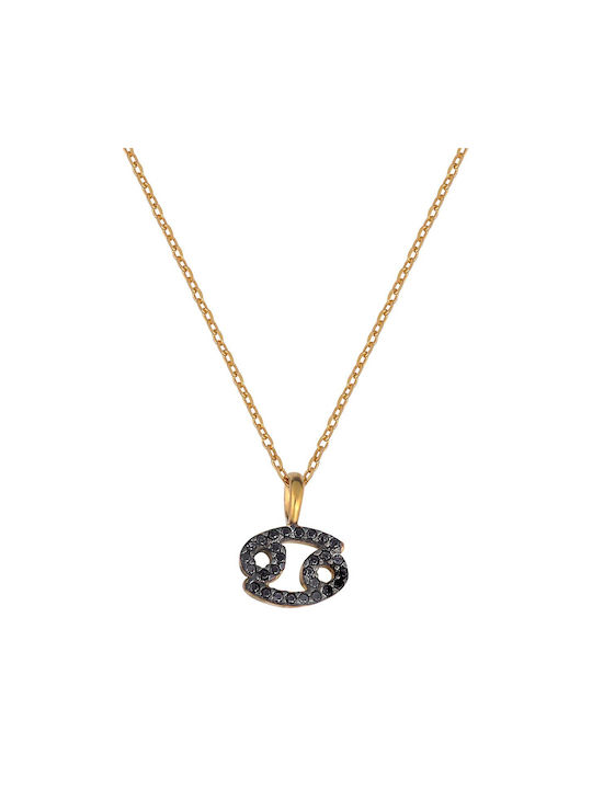 Necklace Zodiac Sign from Gold Plated Silver with Zircon