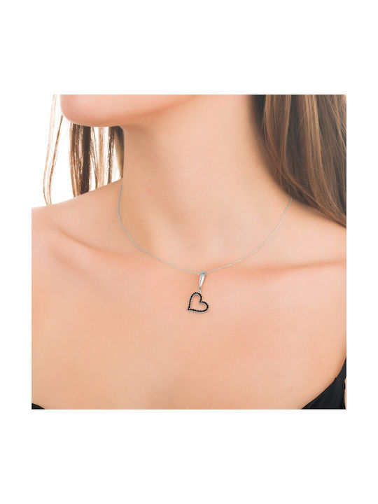 Necklace with design Heart from Silver Black