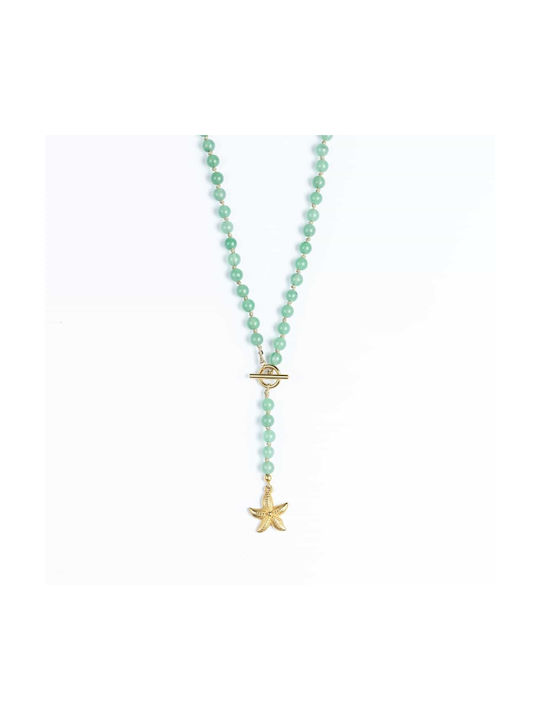 Necklace Rosary with design Star from Gold Plated Steel