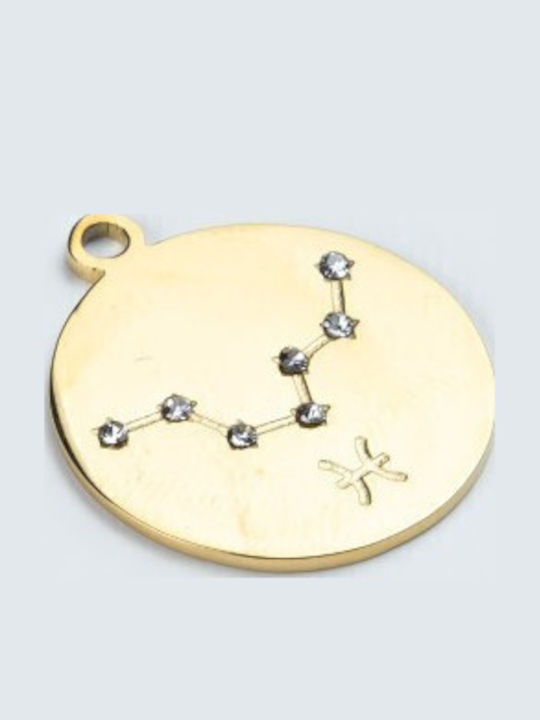 Cuoro Zodiac Sign from Gold Plated Steel with Zircon
