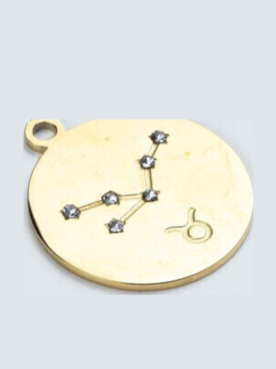 Cuoro Zodiac Sign from Gold Plated Steel with Zircon