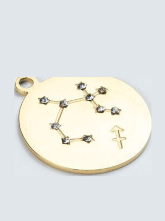 Cuoro Zodiac Sign from Gold Plated Steel with Zircon