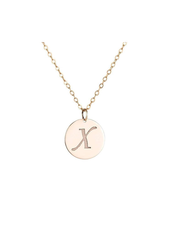 Goldsmith Necklace from White Gold 9 K with Letter Option