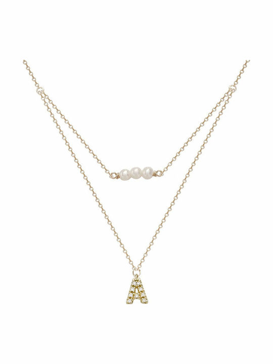 Sasashop Sasashop Монограм от Злато 14K с Перли
