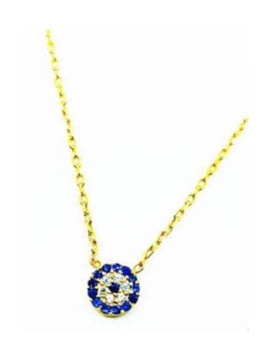 PS Silver Necklace Eye from Gold Plated Silver with Zircon