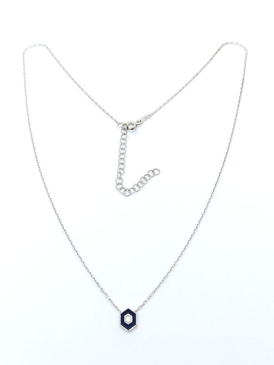 PS Silver Halskette Mit Auge Aus Silber Marineblau