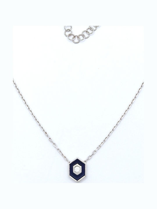 PS Silver Halskette Mit Auge Aus Silber Marineblau