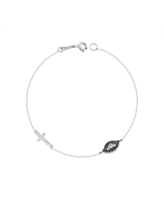 Bracelet with design Eye made of White Gold 14K with Zircon