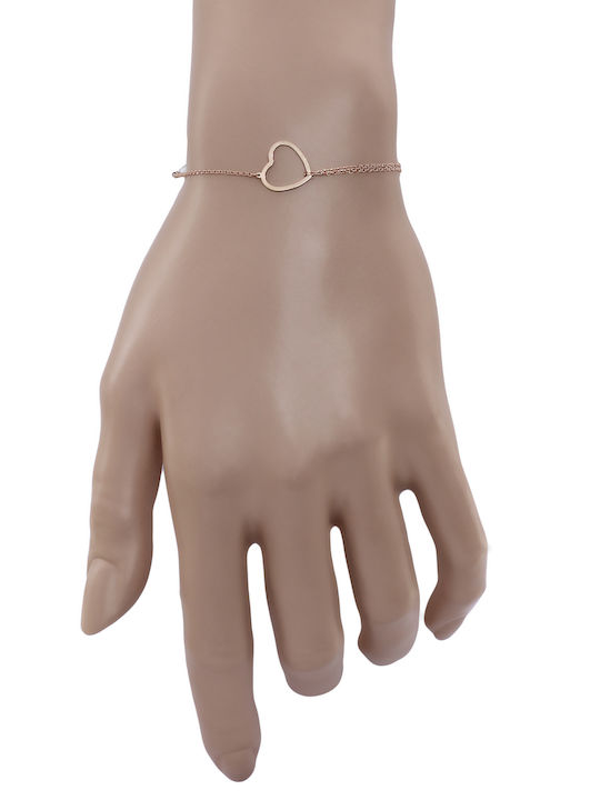 Damen Armband Kette mit Design Herz aus Gold 9K mit Perlen