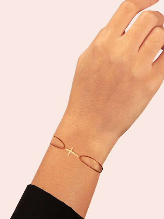 Damen Armband Makramee mit Design Kreuz aus Kabel