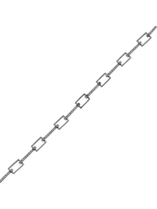 Bracelet Chain made of White Gold 9K with Zircon