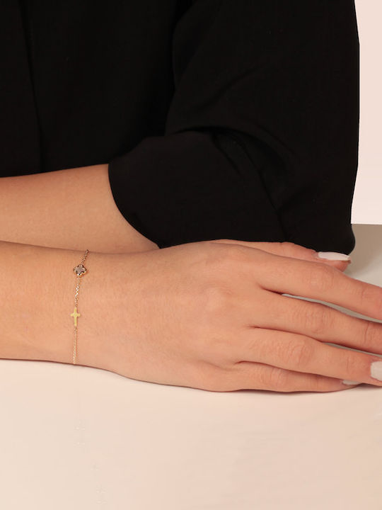 Bracelet Chain with Cross design made of Gold 9K