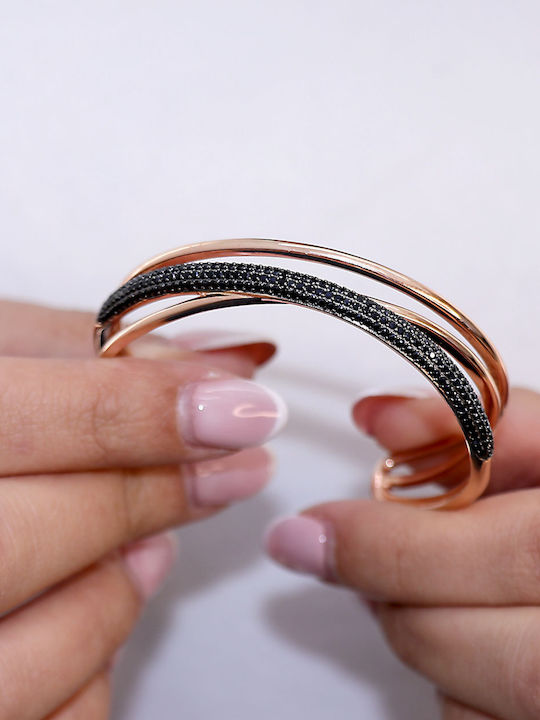 Damen Armband Handschellen aus Silber Vergoldet mit Zirkon