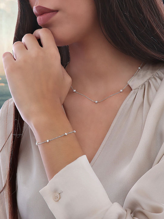 Bracelet Chain made of White Gold 14K with Pearls