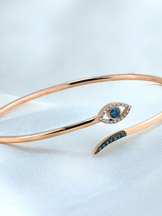 Bracelet Handcuffs with design Eye made of Rose Gold with Diamond