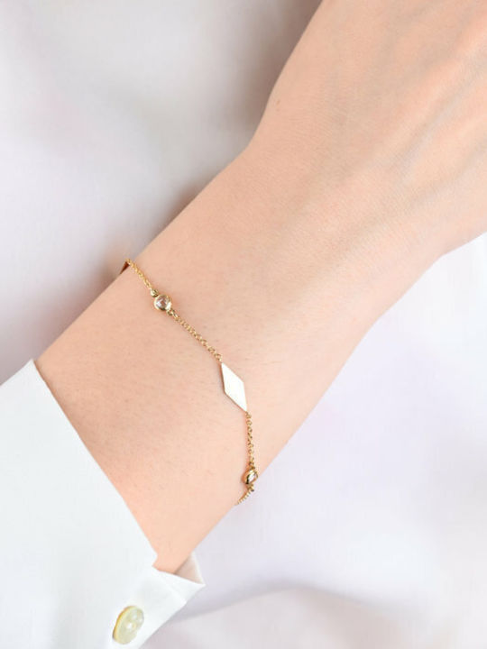 Damen Armband Kette aus Gold 14K mit Zirkon