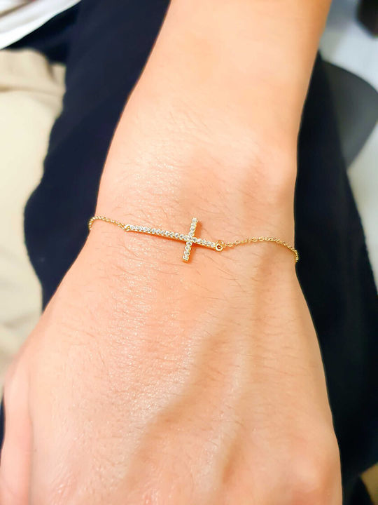 Bracelet with Cross design made of Gold 9K