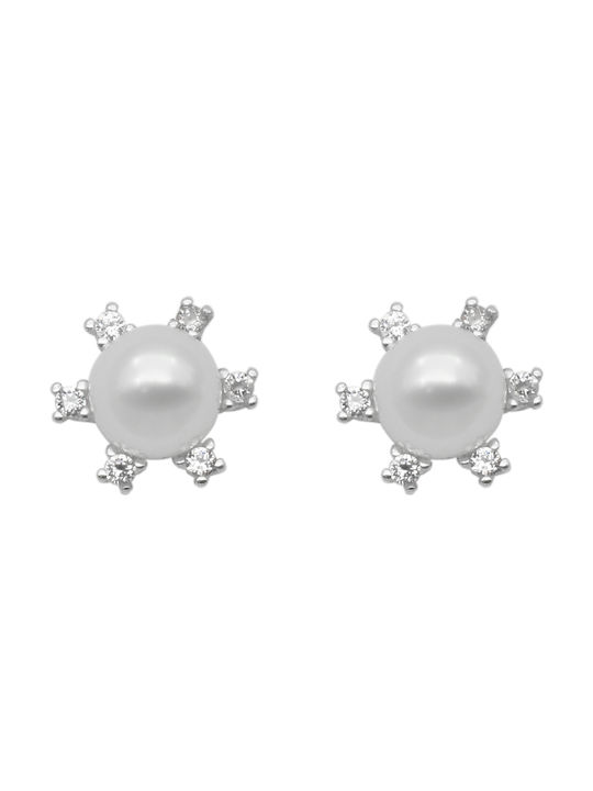 Earrings made of Platinum with Stones & Pearls