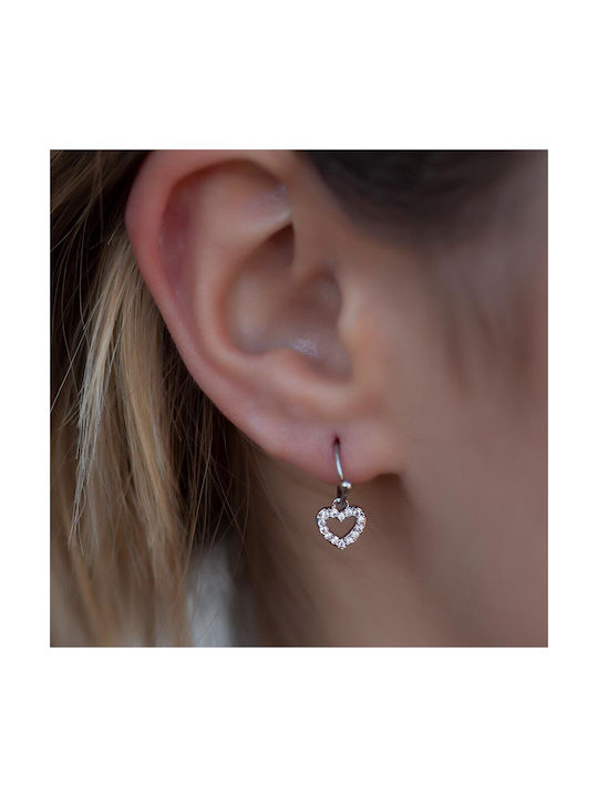 Single Earring Hoop made of Steel Gold Plated with Stones