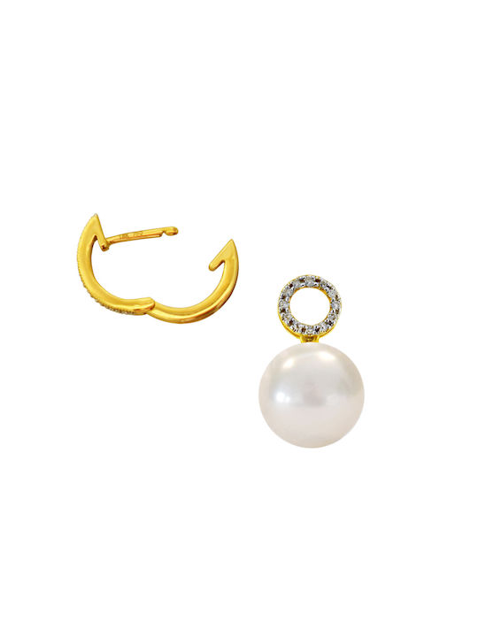 Earrings Hoops made of Gold 18K with Pearls