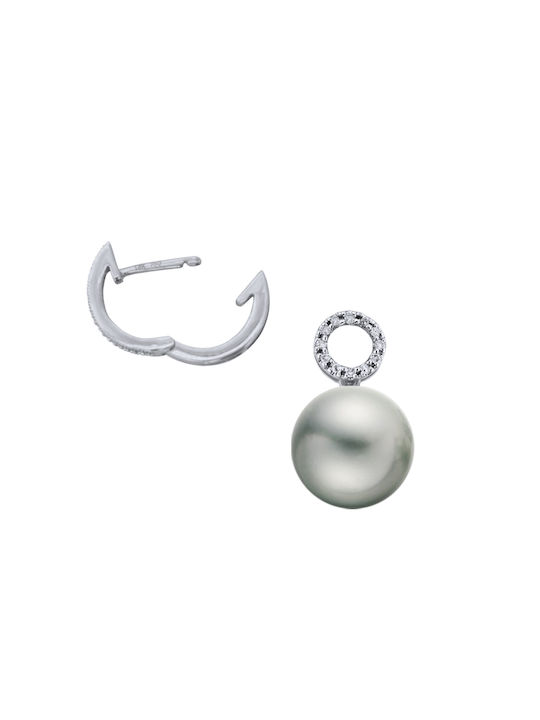 Single Earring Hoop made of Platinum with Pearls